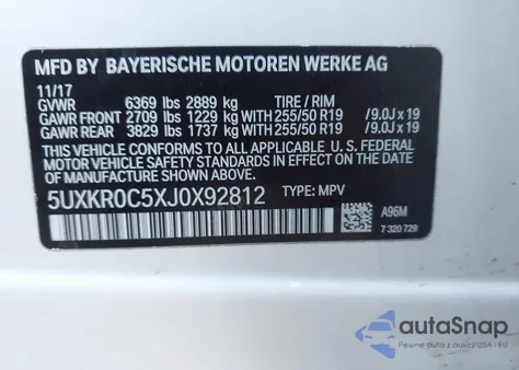 2018 BMW X5 xDrive35I from USA, damaged, VIN 5UXKR0C5XJ0X92812